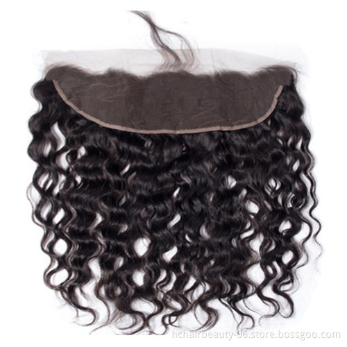 Wholesale Water Wave Bundles With Lace Frontal Closure Brazilian Hair 1/3 Bundles and 13x4 Closure Remy Human Hair Weave
